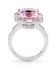 Matthew Ely Jewellery | 18ct White Gold, Morganite & Diamond Art Deco Cluster Ring