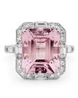Matthew Ely Jewellery | 18ct White Gold, Morganite & Diamond Art Deco Cluster Ring