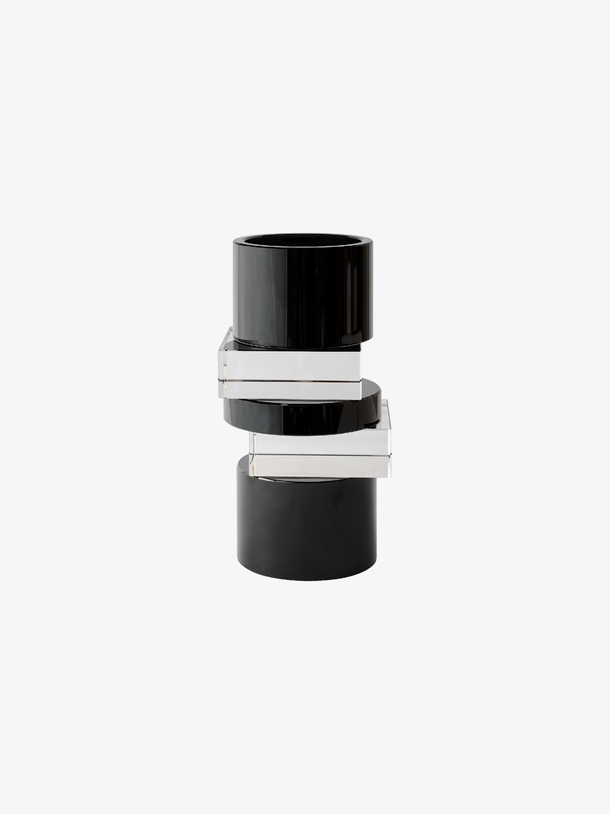 Greg Natale | Pila Crystal Candle Holder Clear and Black Onyx