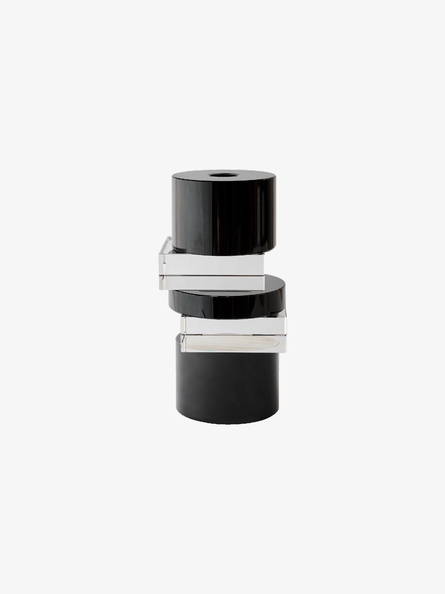 Greg Natale | Pila Crystal Candle Holder Clear and Black Onyx – alternate view