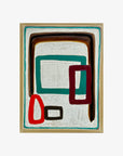 Acapella II by Jane Jenevieve — oil on canvas with layered green, brown and red outlines.