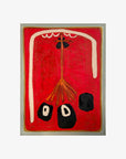 Branch by Jane Jenevieve — oil on canvas with a red ground with dark forms and branching lines.