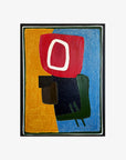 Gift by Jane Jenevieve — oil on canvas with bold red, blue, yellow and green blocks of colour.