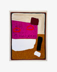 Man In A Hat IV by Jane Jenevieve — oil on canvas with a vivid pink field with brown and black shapes.