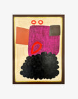 Running Dog II by Jane Jenevieve — oil on canvas with pink and orange forms above a clustered black shape.