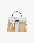 Hermès | Kelly Mini Picnic 20cm | Blue Brume Swift Leather & Wicker Palladium Hardware