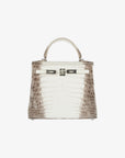 Hermès | Kelly 25cm | Himalaya Blanc Matte Niloticus Crocodile Palladium Hardware
