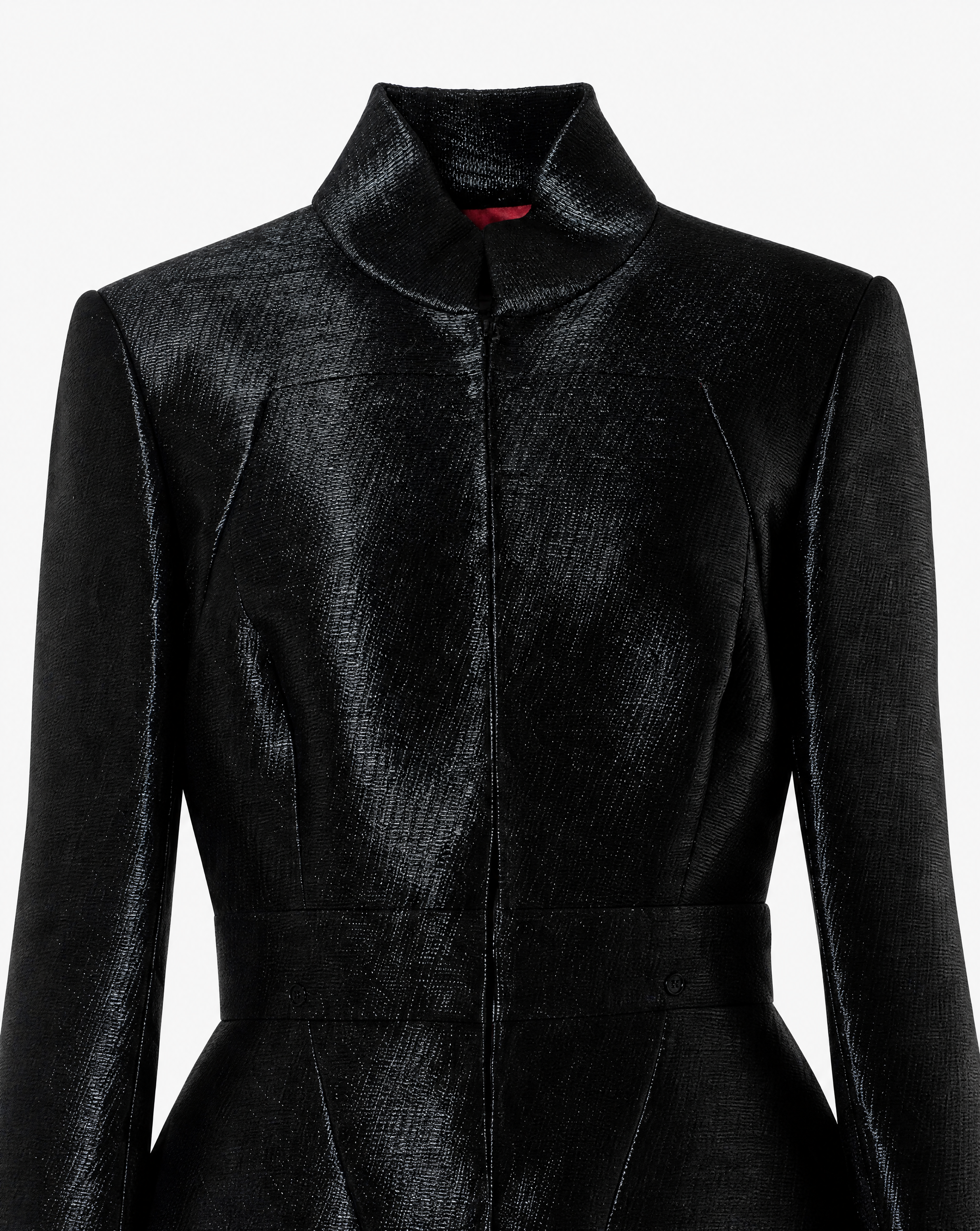 Chanel | Black Glitter High-Collar Runway Coat | Size 38 FR