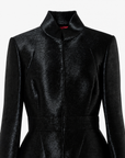 Chanel | Black Glitter High-Collar Runway Coat | Size 38 FR