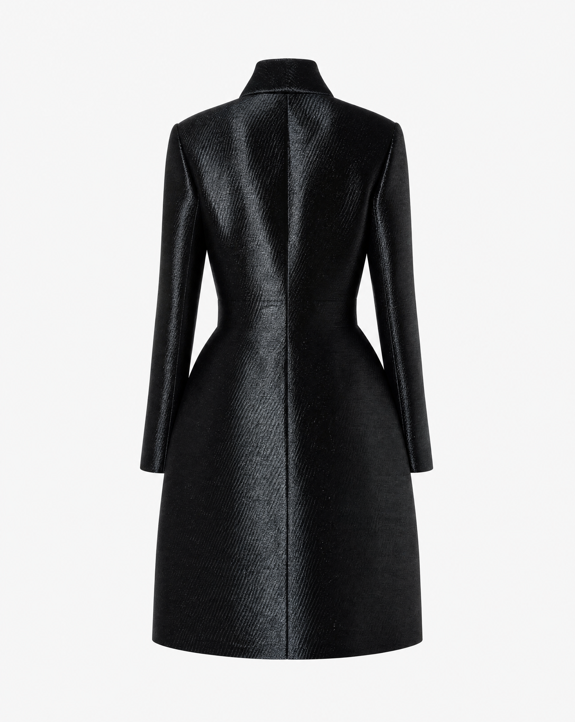 Chanel | Black Glitter High-Collar Runway Coat | Size 38 FR