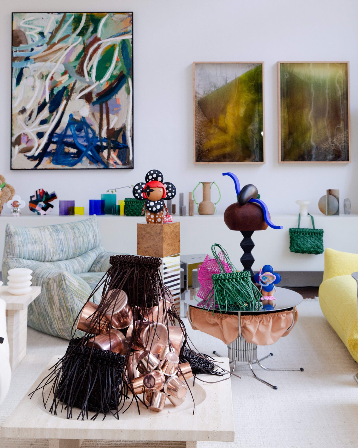 Louis Vuitton’s Petula and Vivienne characters on Rina Bernabei’s Sidse table.