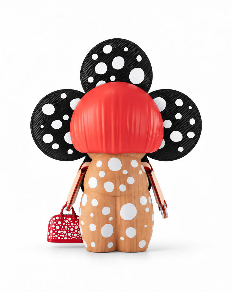 Rear view of the black and white Louis Vuitton x Yayoi Kusama Vivienne Giant