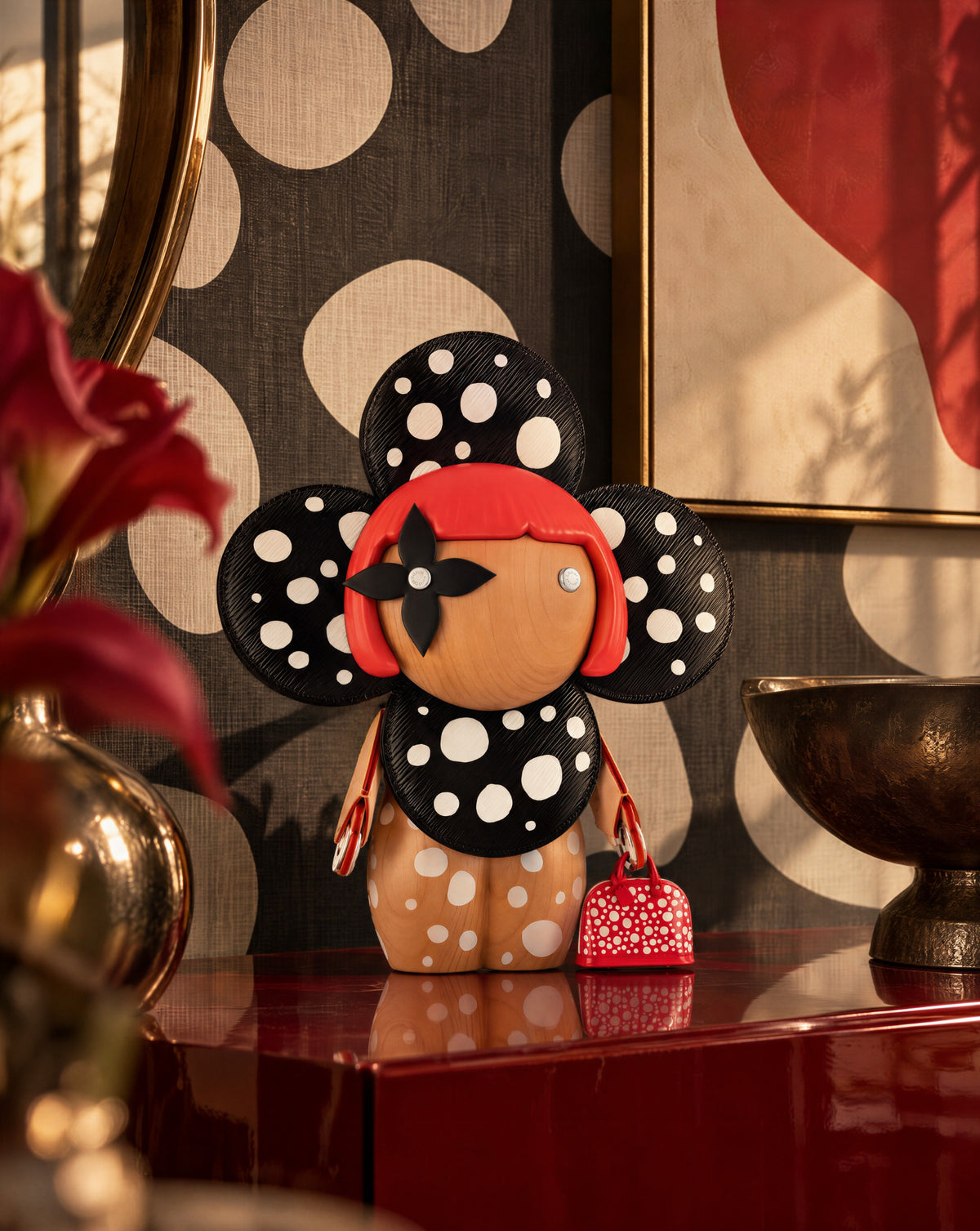 Louis Vuitton × Yayoi Kusama Giant, photographed in a warm editorial interior