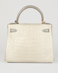 Hermes Kelly 28cm Special Order Beton & Gris Perle Matte Alligator Permabrass Hardware