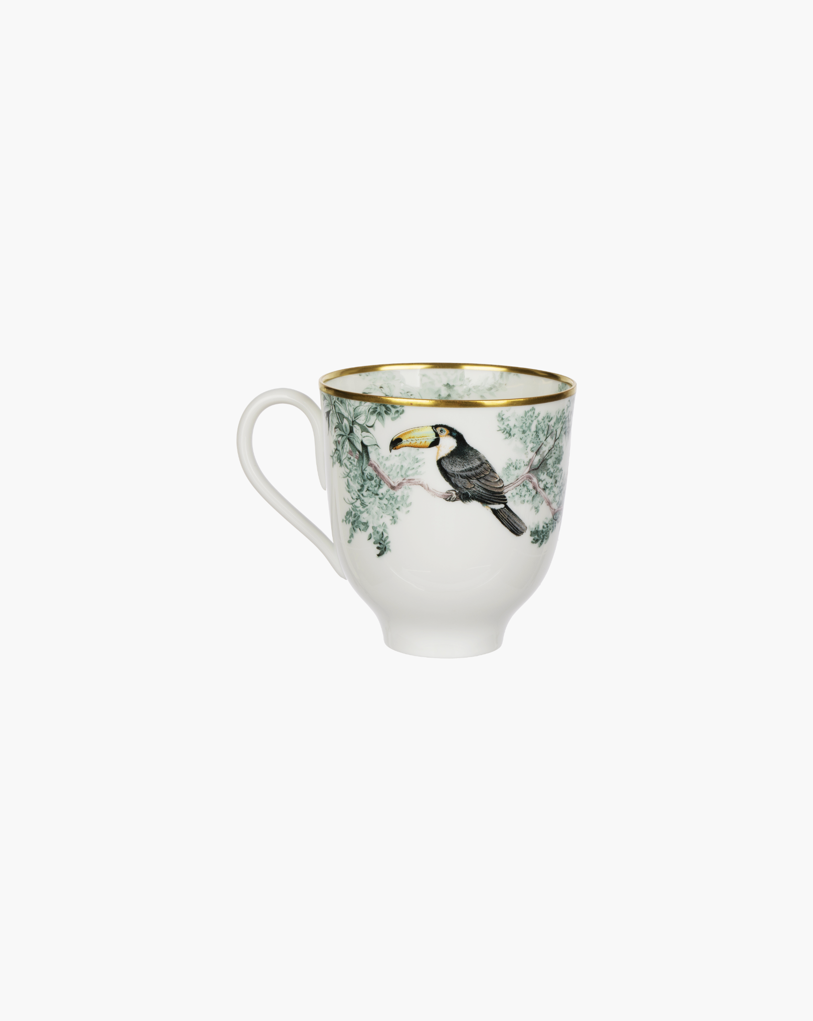 Hermès Carnets d'Équateur birds mug with toucan motif, front view