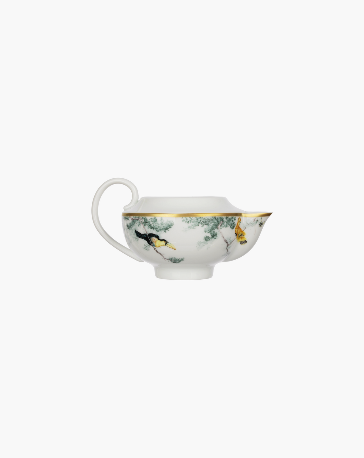Hermès Carnets d’Équateur porcelain creamer, toucan side view on grey background