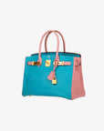 Hermès | Birkin 30cm | Special Order Blue Aztec & Rose Confetti Chèvre Leather Brushed Gold Hardware