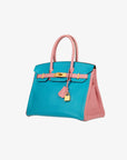 Hermès | Birkin 30cm | Special Order Blue Aztec & Rose Confetti Chèvre Leather Brushed Gold Hardware