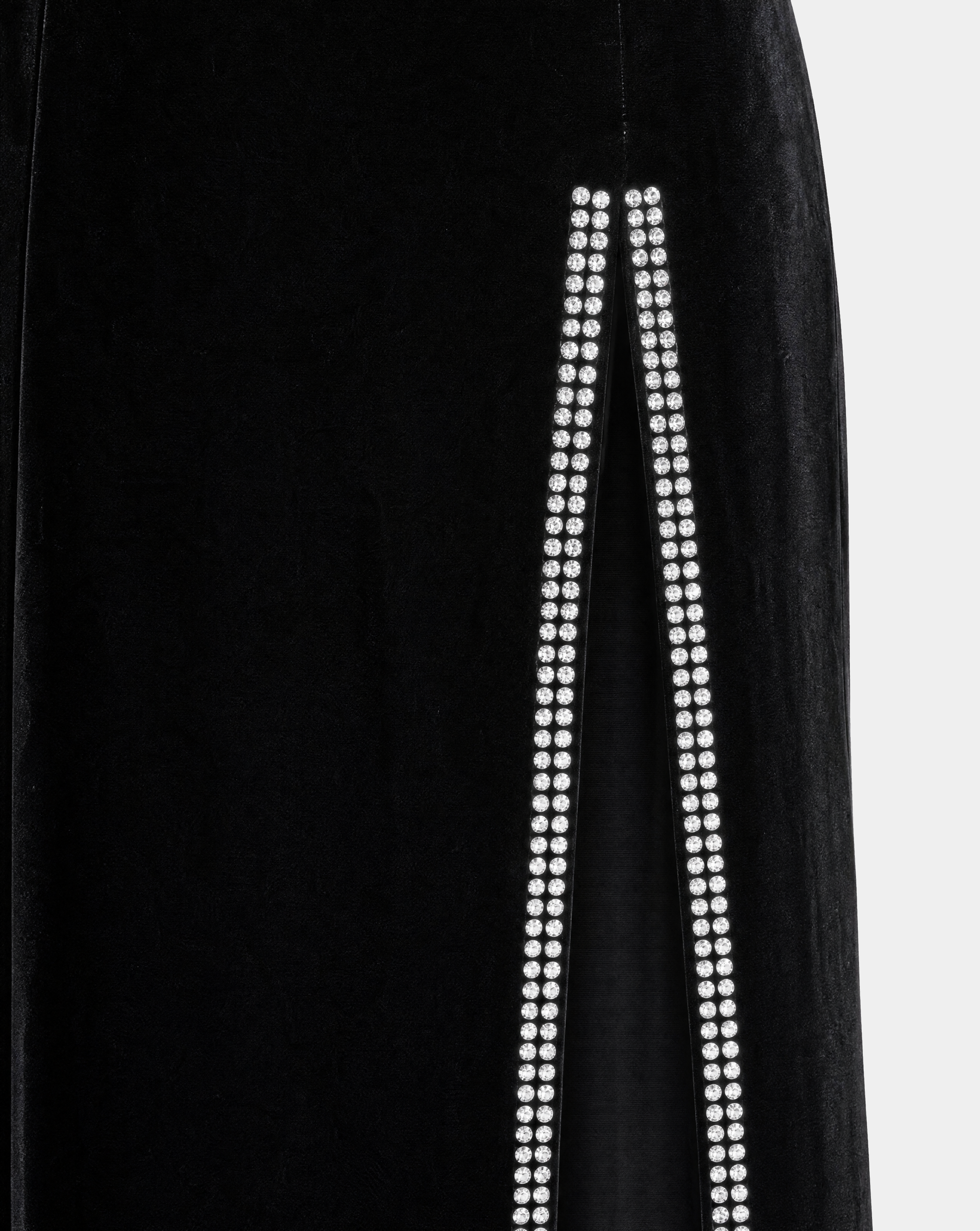 Saint Laurent | Full Length Black Velvet Dress With Rhinestones | Size 36 FR