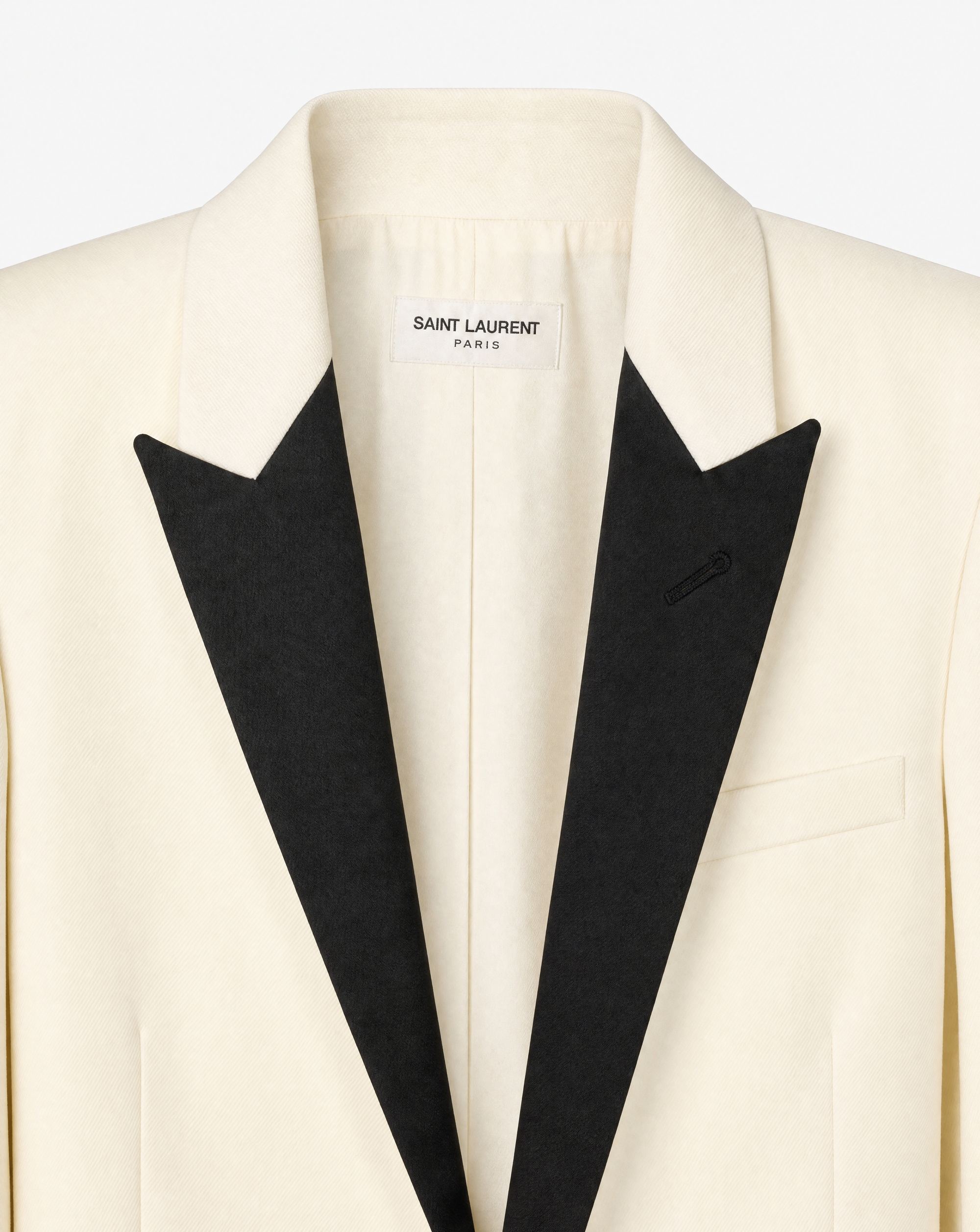 Saint Laurent | Ivory &amp; Black Evening Tuxedo Jacket | Size 34 FR