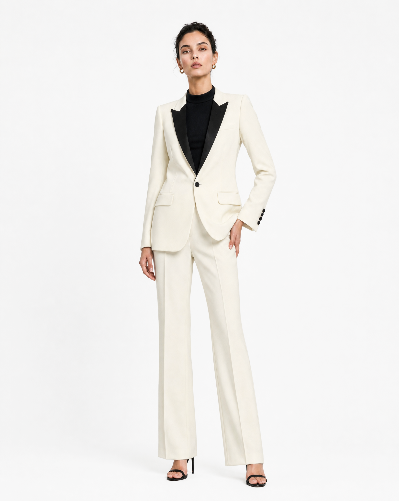 Saint Laurent | Ivory &amp; Black Evening Tuxedo Jacket | Size 34 FR