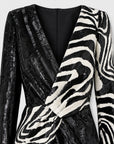 Saint Laurent | by Hedi Slimane Asymmetric Zebra Print Sequin Dress | Size 36 FR