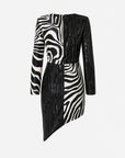Saint Laurent | by Hedi Slimane Asymmetric Zebra Print Sequin Dress | Size 36 FR