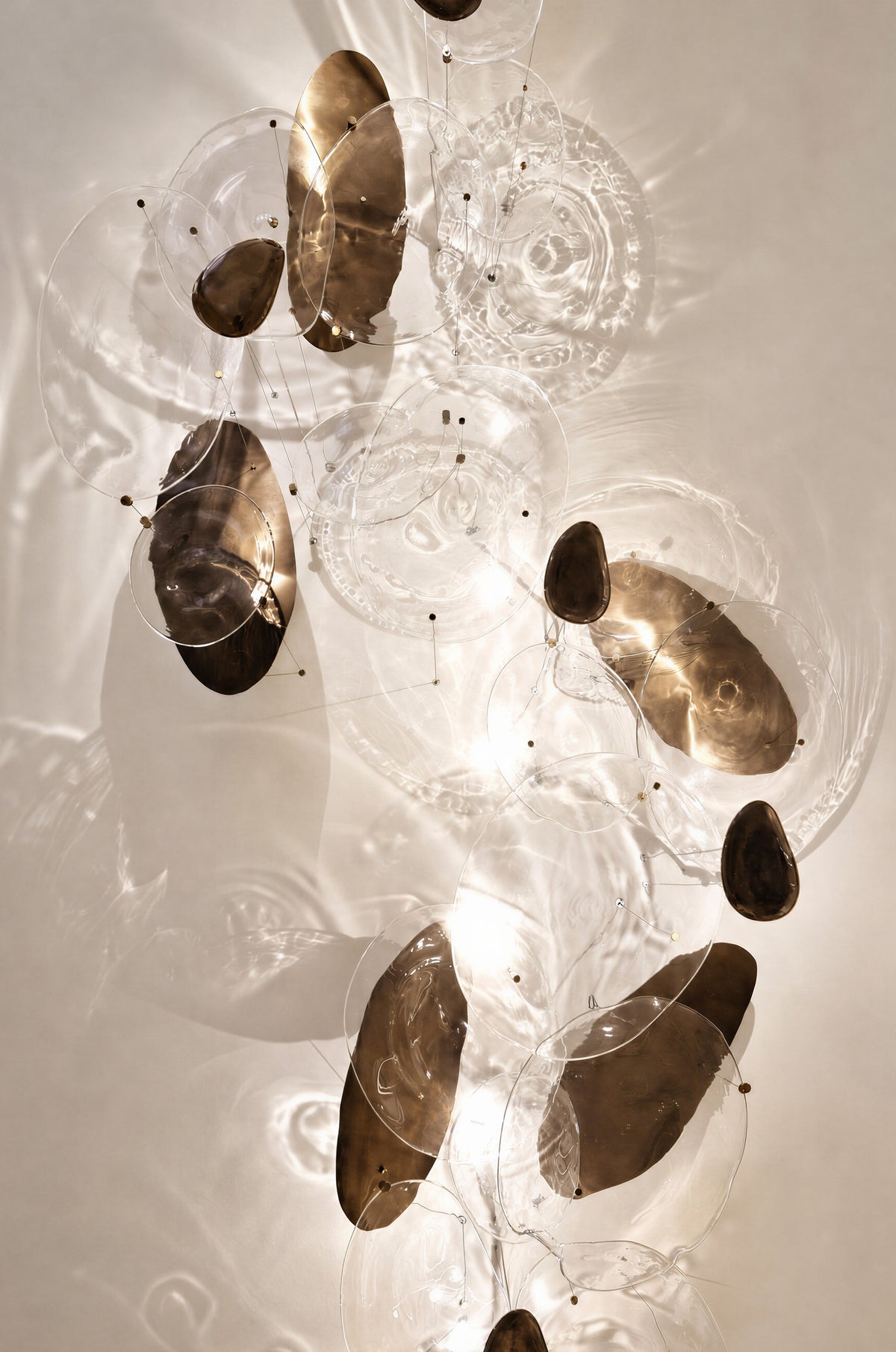 Sculptural glass lighting in the Three Over Six showroom