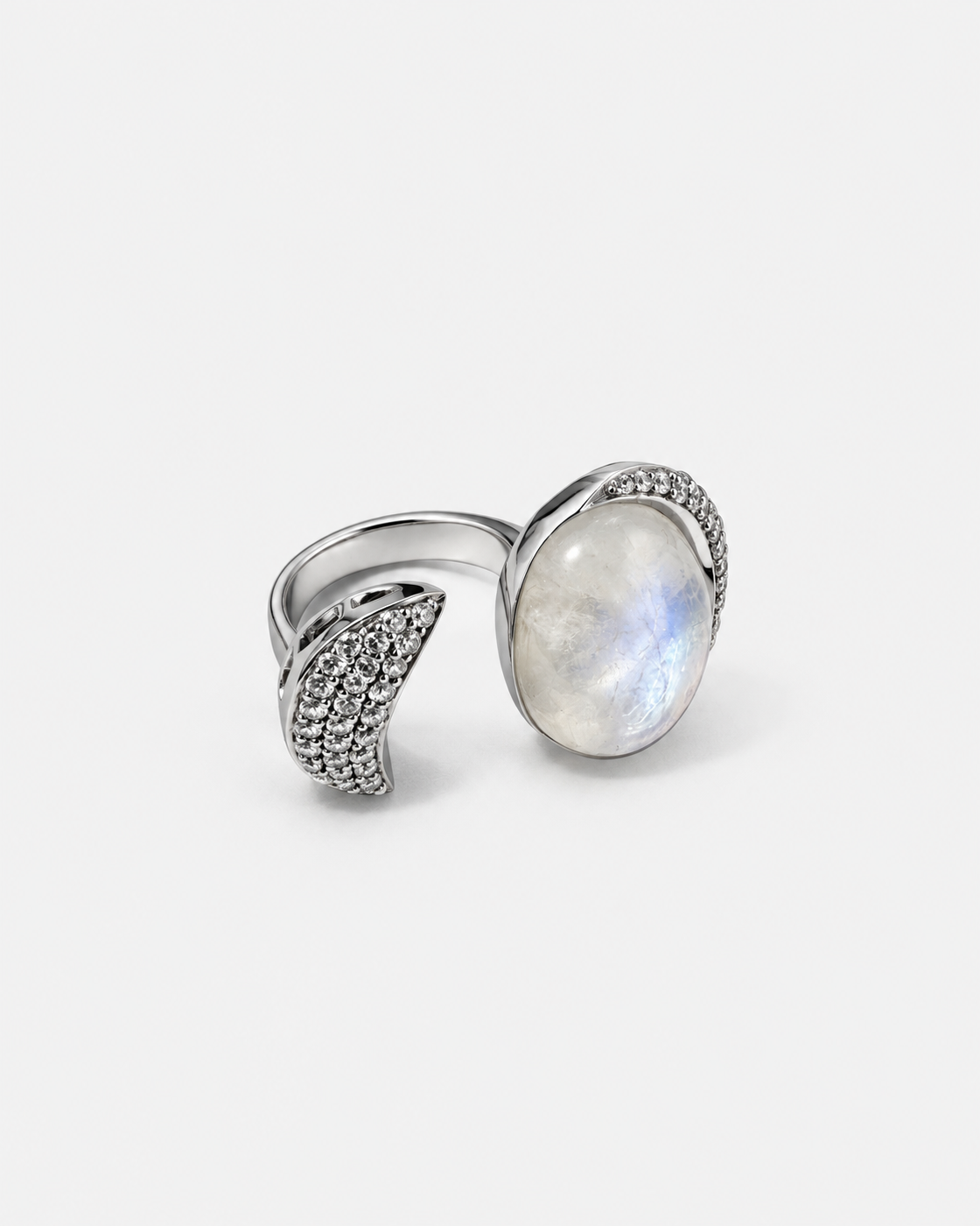Saavi Jewels moonstone crescent ring — view 2