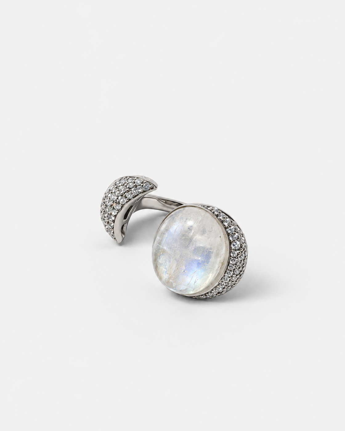 Saavi Jewels moonstone crescent ring — view 3