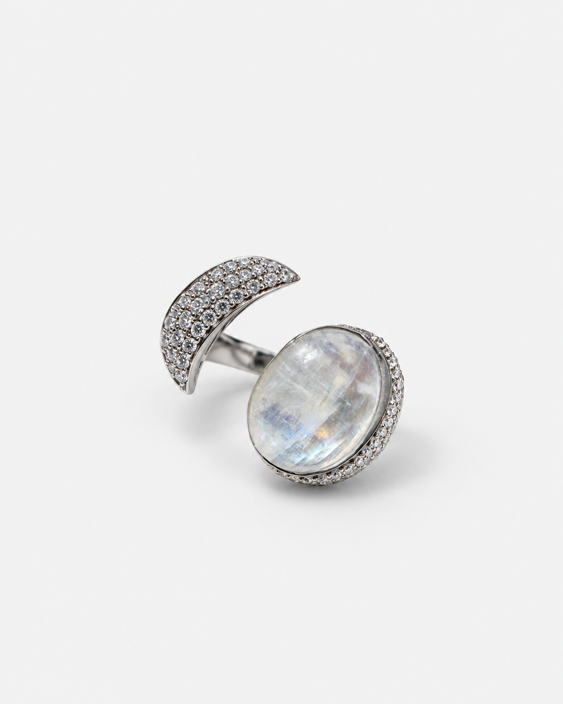 Saavi Jewels moonstone crescent ring — view 4