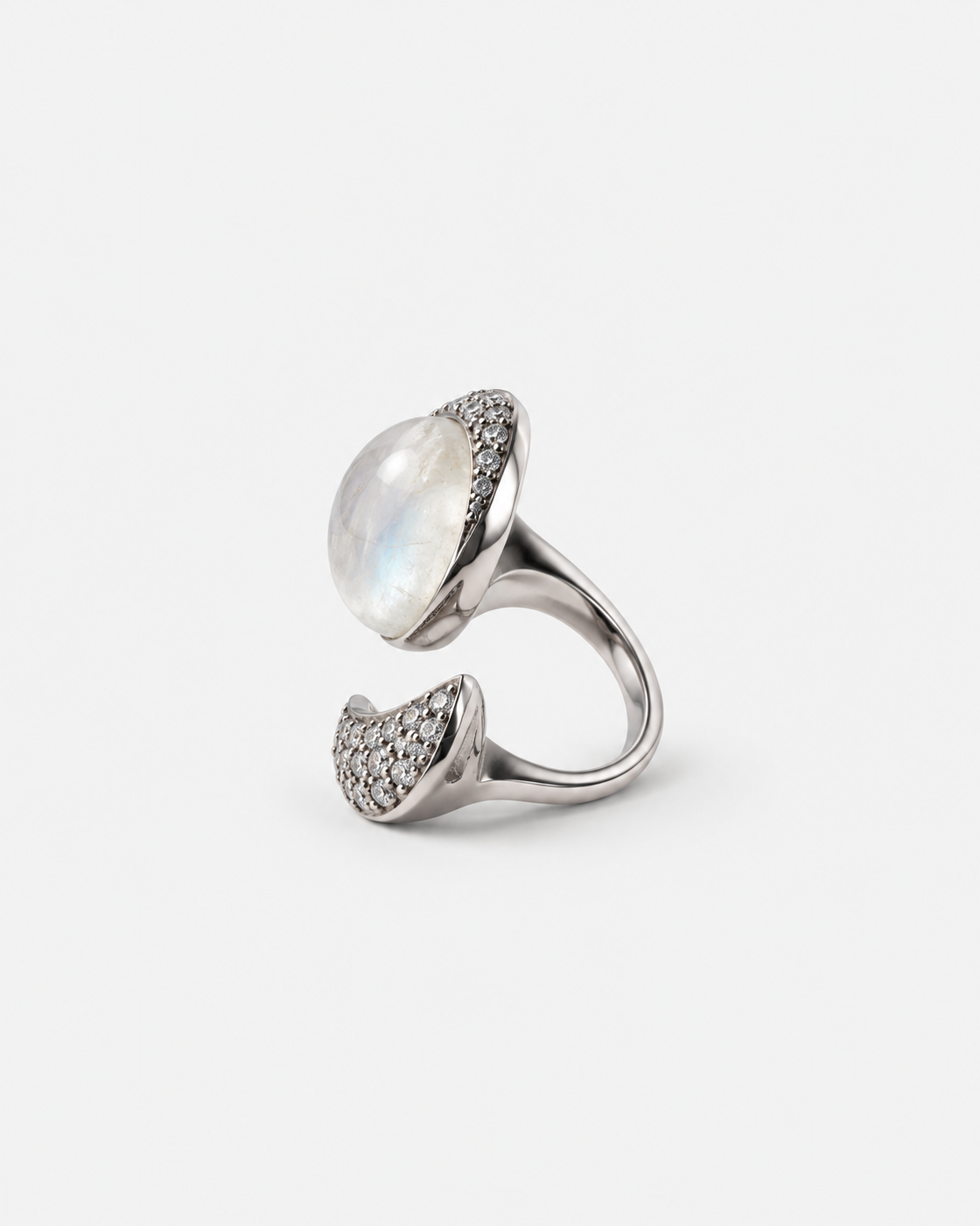 Saavi Jewels moonstone crescent ring — view 5