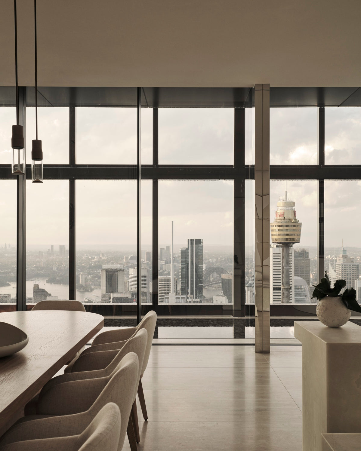 The dining room, overlooking Sydney.
